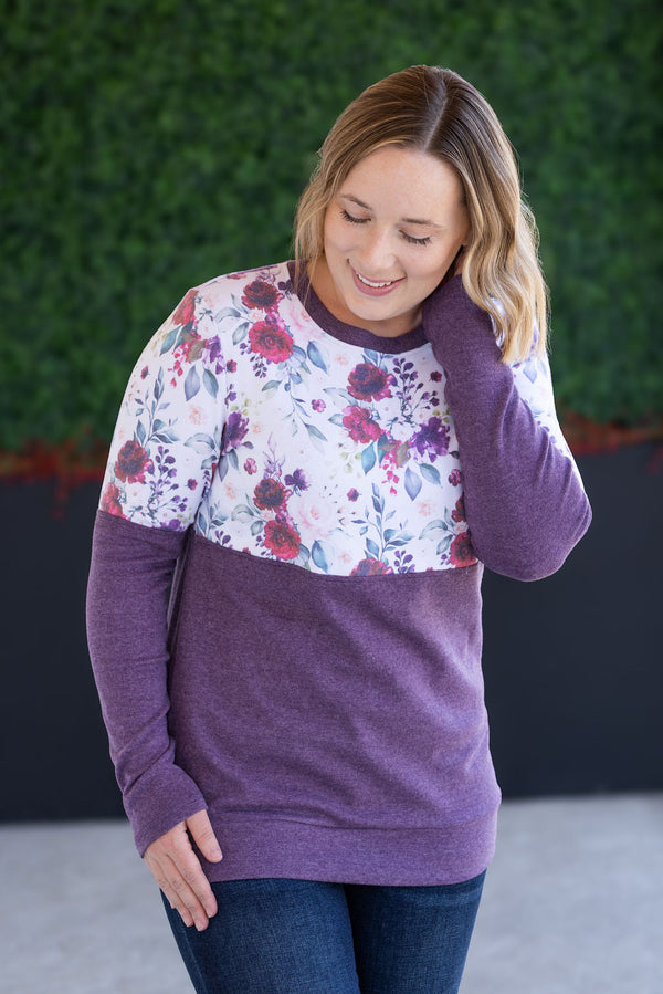 Natalie Pullover in Burgundy Bloom and Plum