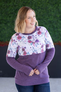 Natalie Pullover in Burgundy Bloom and Plum