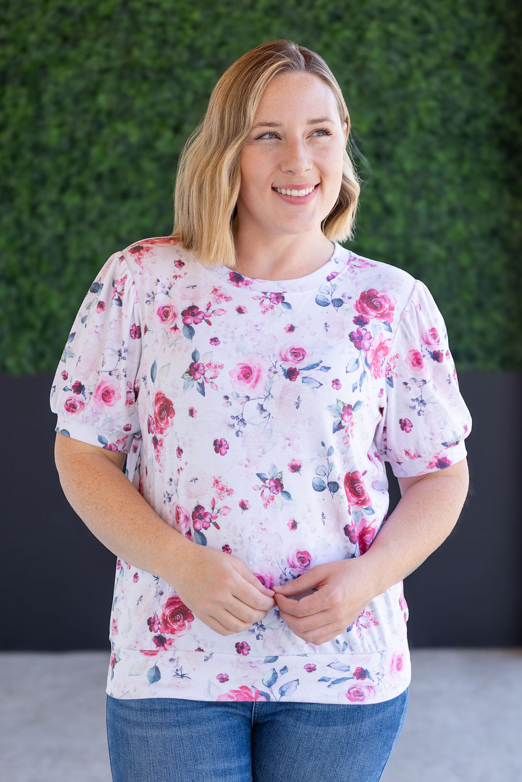 Katie Cozy Top in  Pink Bloom