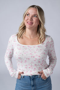 Alyssa Long Sleeve Top in Pretty in Pink Floral