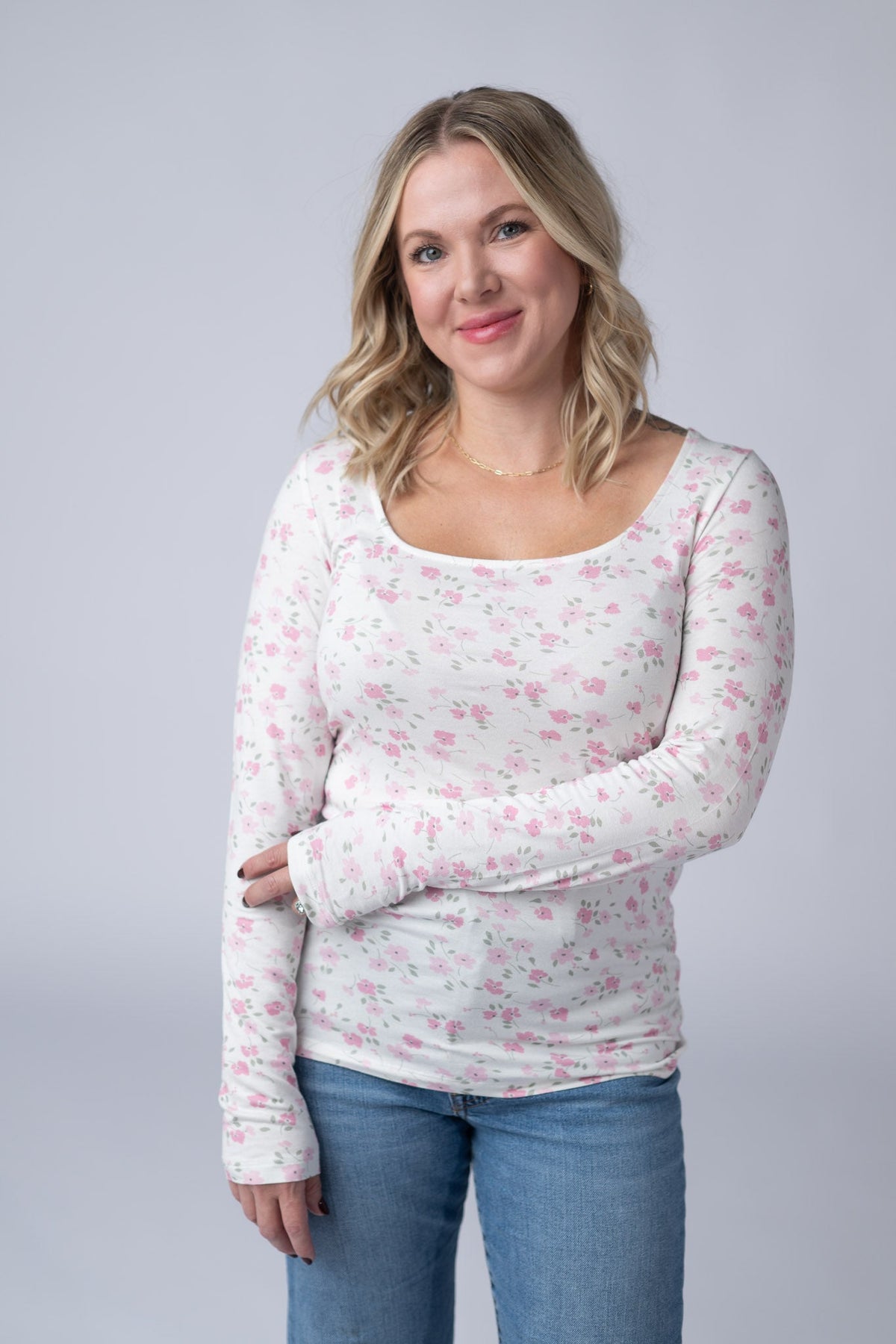Alyssa Long Sleeve Top in Pretty in Pink Floral