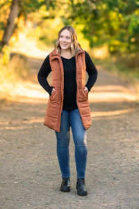 Harlow Long Vest in Cinnamon