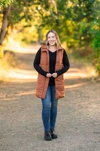 Harlow Long Vest in Cinnamon