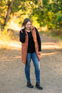 Harlow Long Vest in Cinnamon