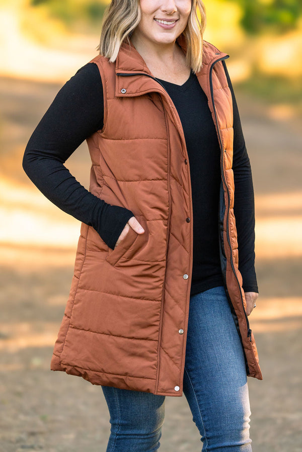 Harlow Long Vest in Cinnamon