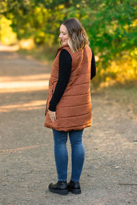 Harlow Long Vest in Cinnamon