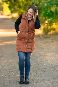Harlow Long Vest in Cinnamon