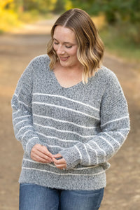 Cozy Striped Sweater in Heathered Black