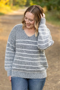 Cozy Striped Sweater in Heathered Black