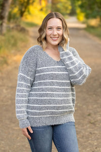 Cozy Striped Sweater in Heathered Black