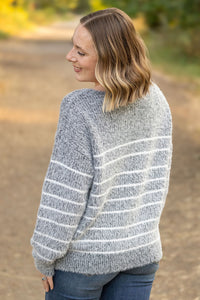 Cozy Striped Sweater in Heathered Black