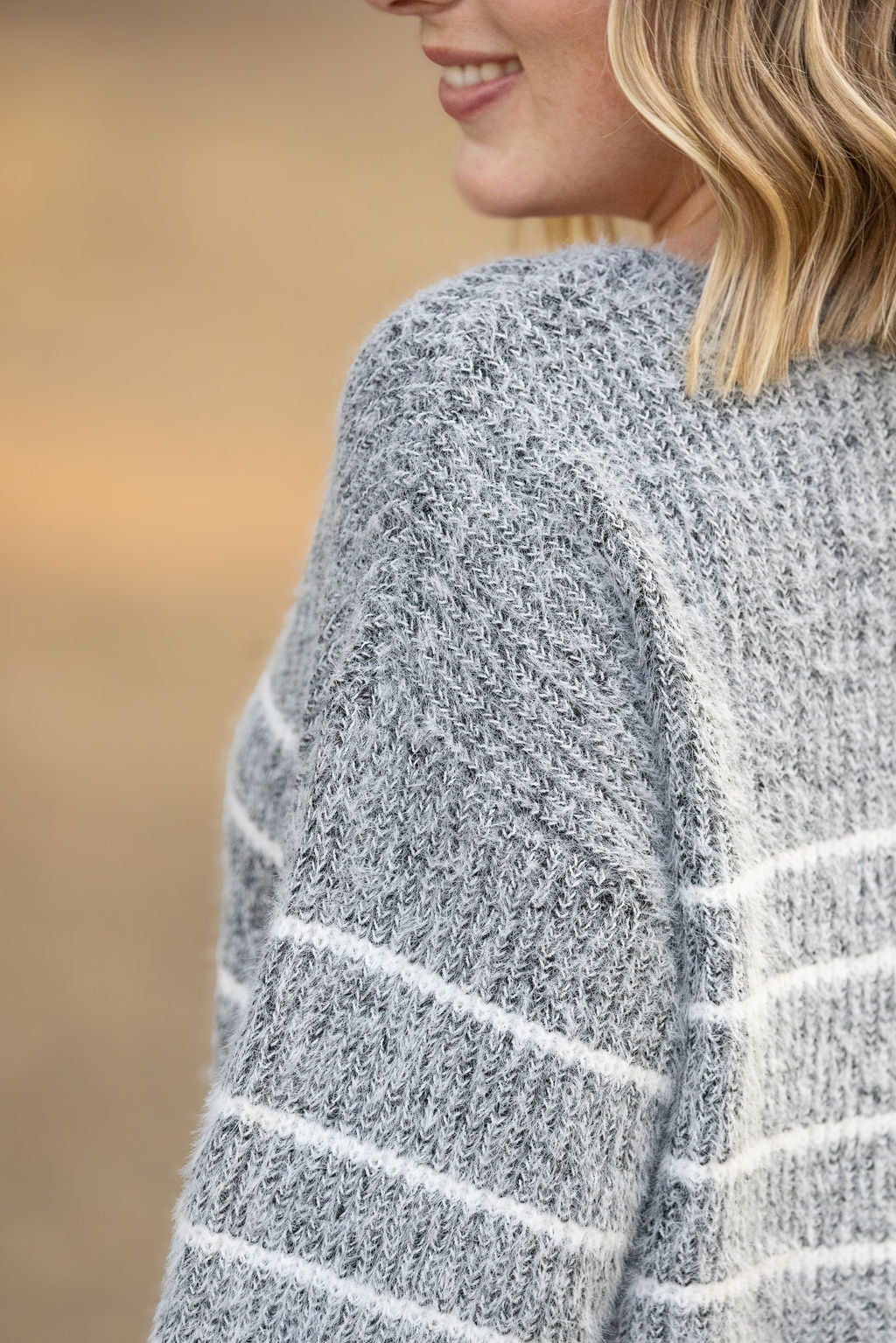 Cozy Striped Sweater in Heathered Black