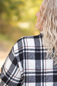 Norah Plaid Shacket in Ivory and Black
