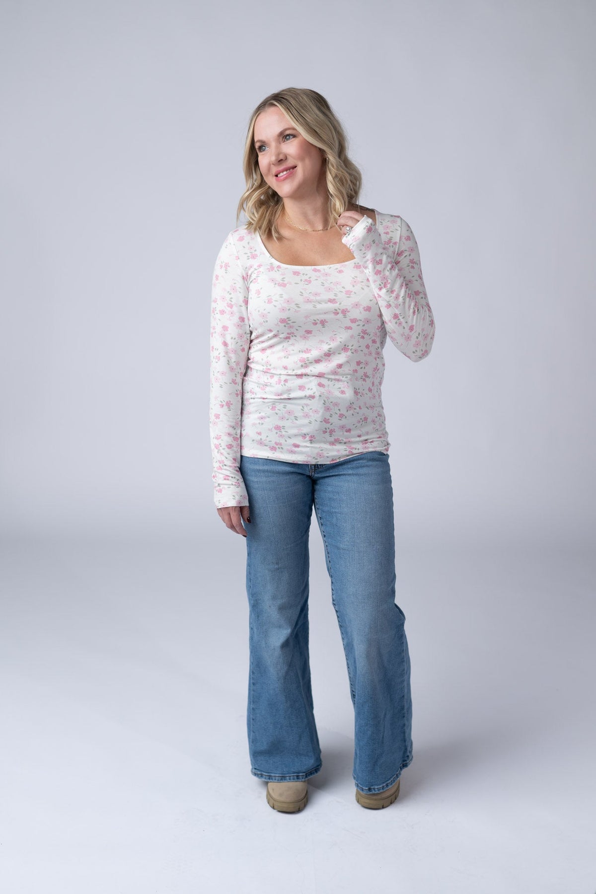 Alyssa Long Sleeve Top in Pretty in Pink Floral