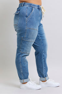 Judy Blue High Rise Cuffed Cargo Denim Jogger