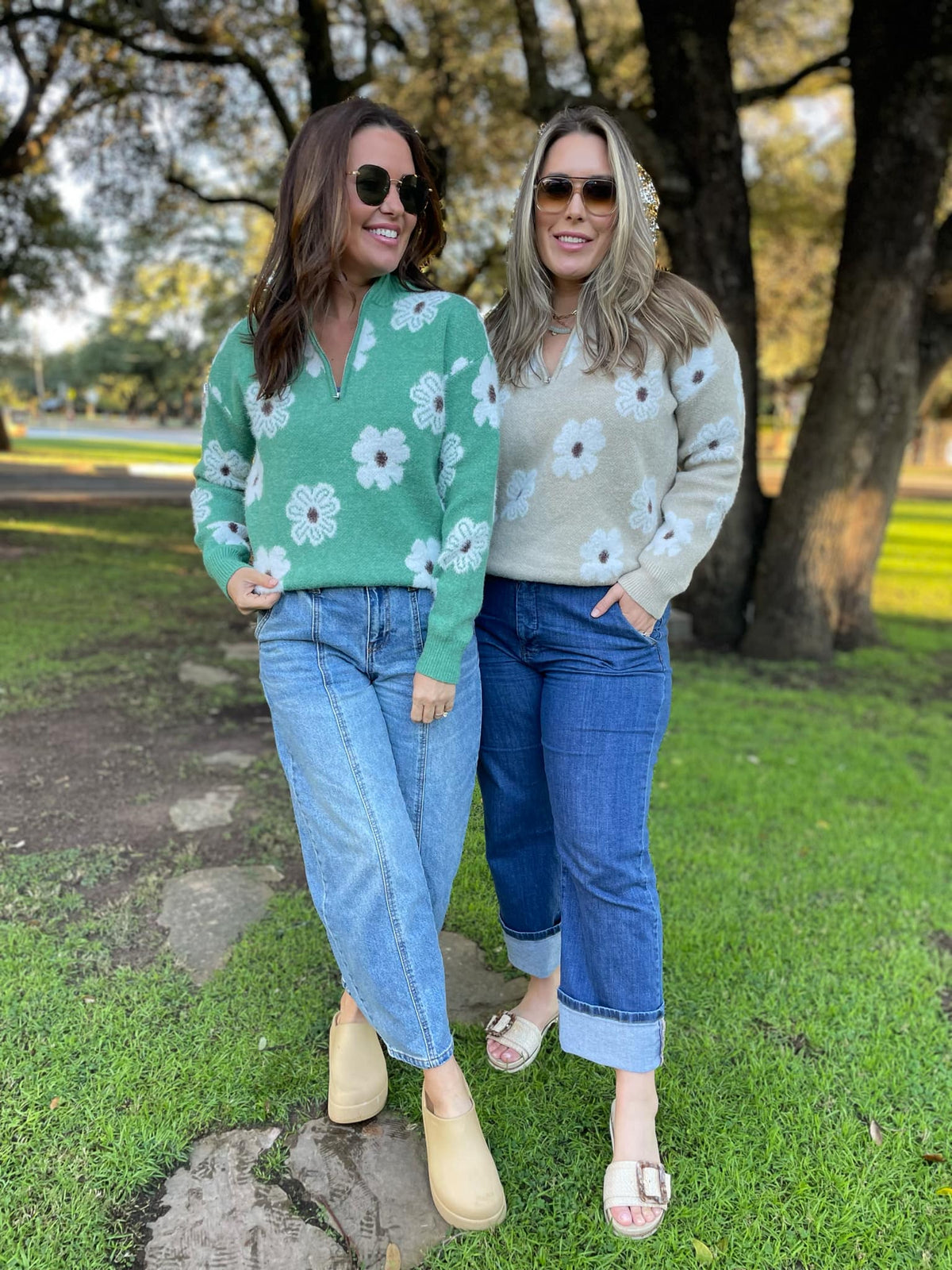 Flower Powered Half Zip Sweater in Four Colors