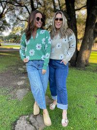 Flower Powered Half Zip Sweater in Four Colors