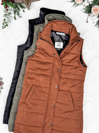 Harlow Long Vest in Cinnamon