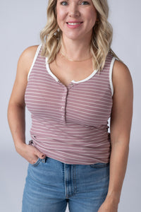 Shiloh Button Snap Tank in Dusty Rose