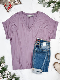 Sierra Pocket Top in Dusty Purple