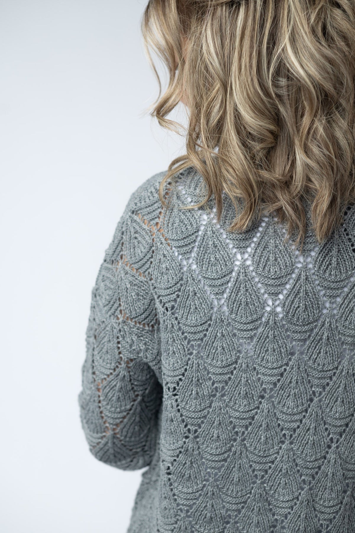 Open Knit Cardigan in Grey