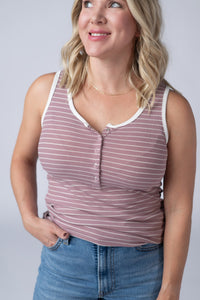 Shiloh Button Snap Tank in Dusty Rose