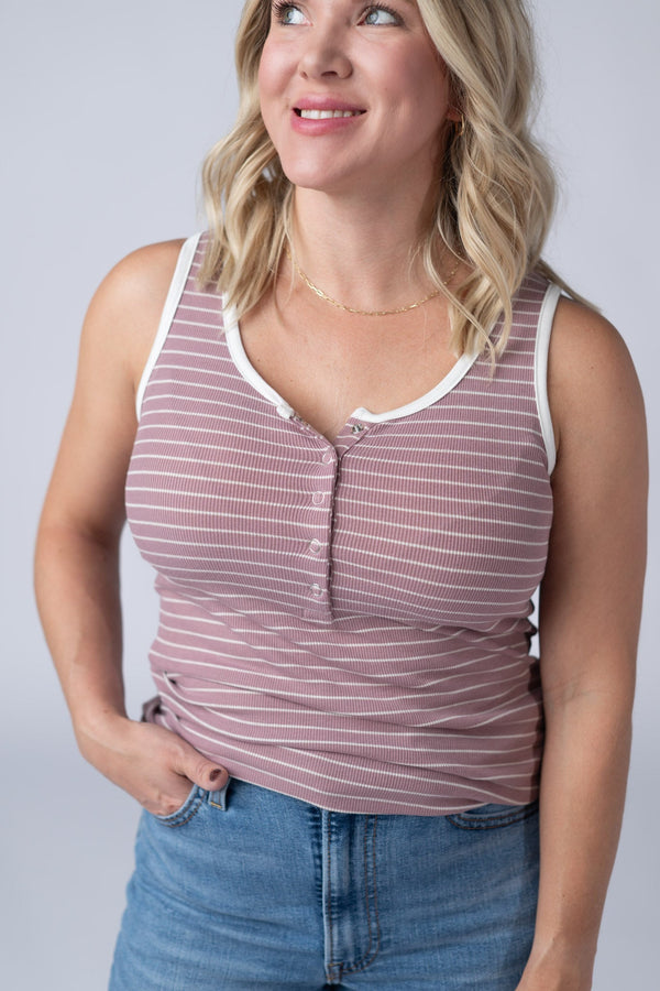 Shiloh Button Snap Tank in Dusty Rose