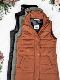 Harlow Long Vest in Cinnamon
