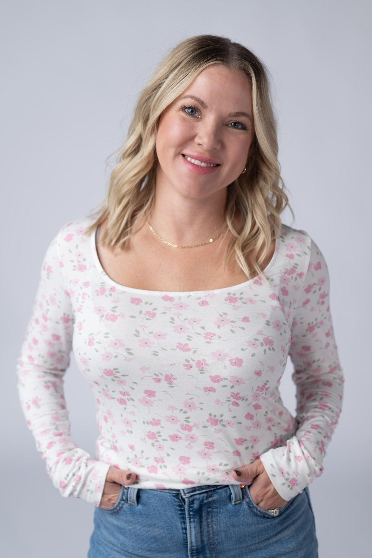 Alyssa Long Sleeve Top in Pretty in Pink Floral