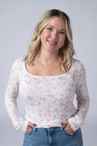 Alyssa Long Sleeve Top in Pretty in Pink Floral