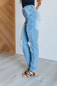 Judy Blue High Rise Patch Pocket Distressed Boyfriend Jeans