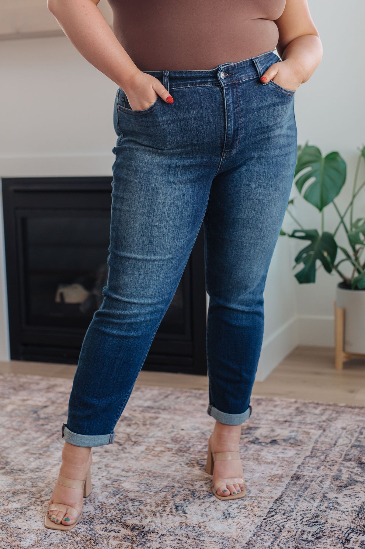 Judy Blue Mid Rise Cuffed Slim Fit Jeans