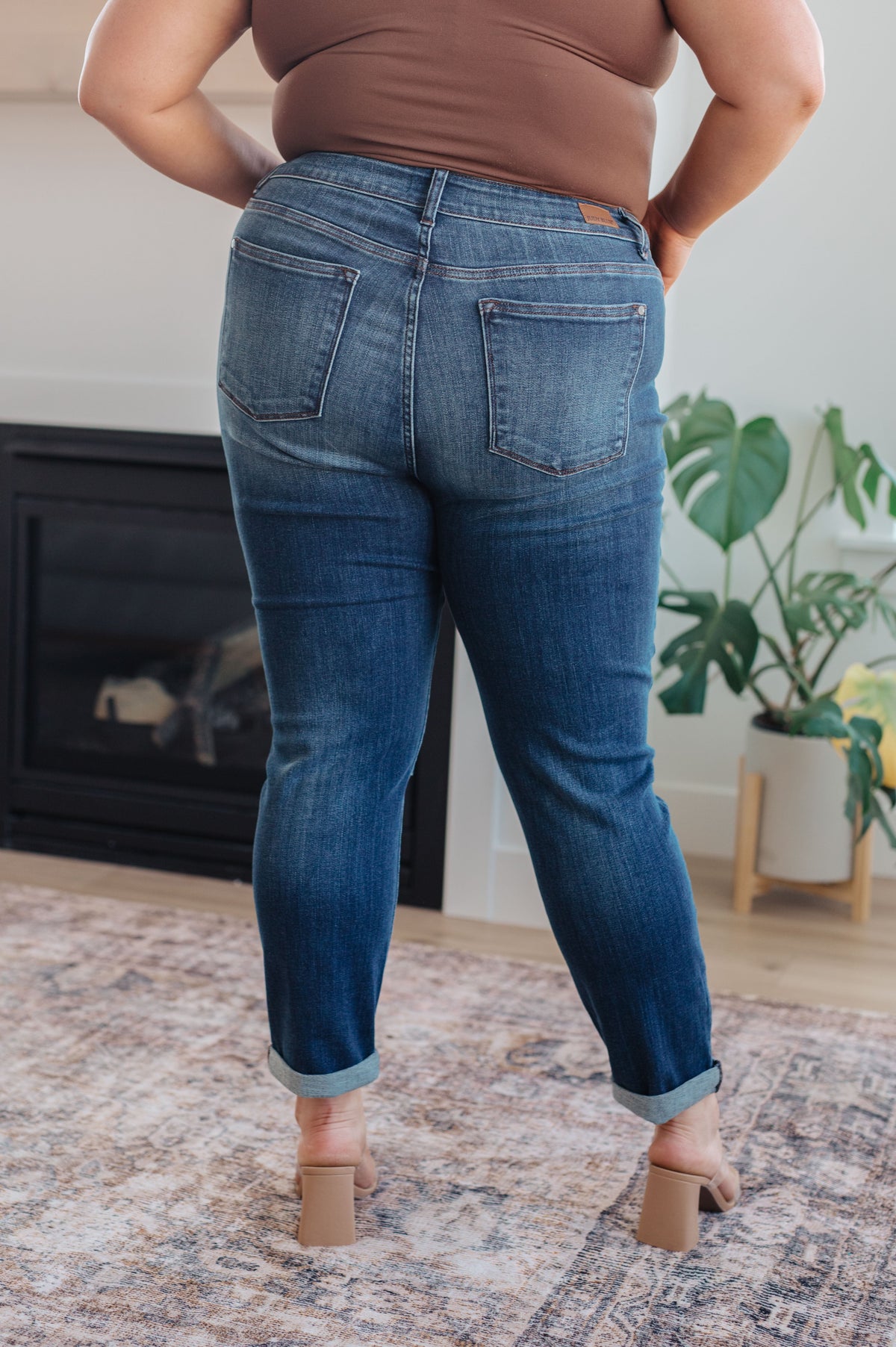 Judy Blue Mid Rise Cuffed Slim Fit Jeans