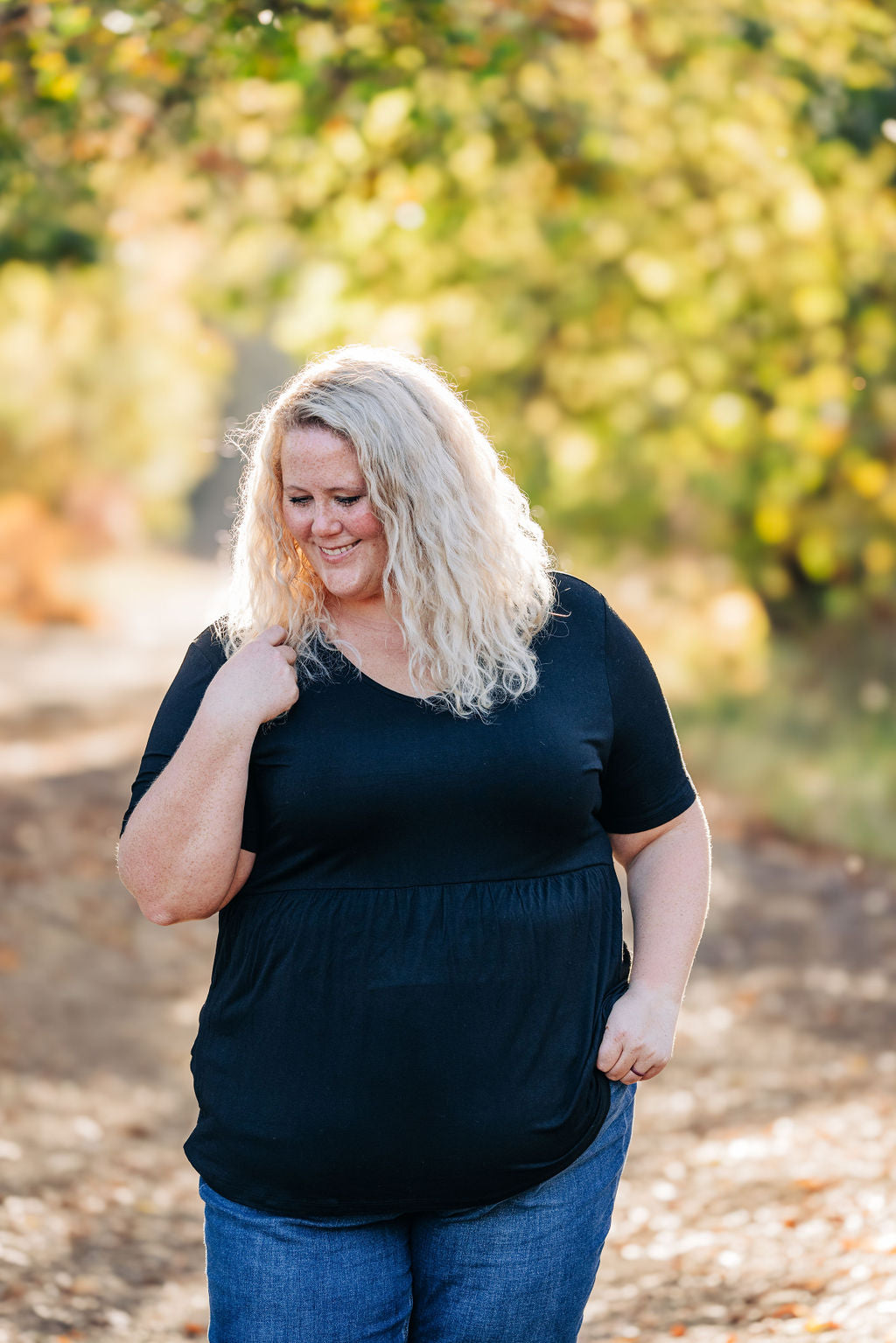 Sarah Ruffle Short Sleeve in Black