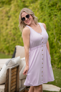 Beverly Button Dress in Lavender