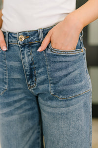 Close-up of blue jeans with a blurred background