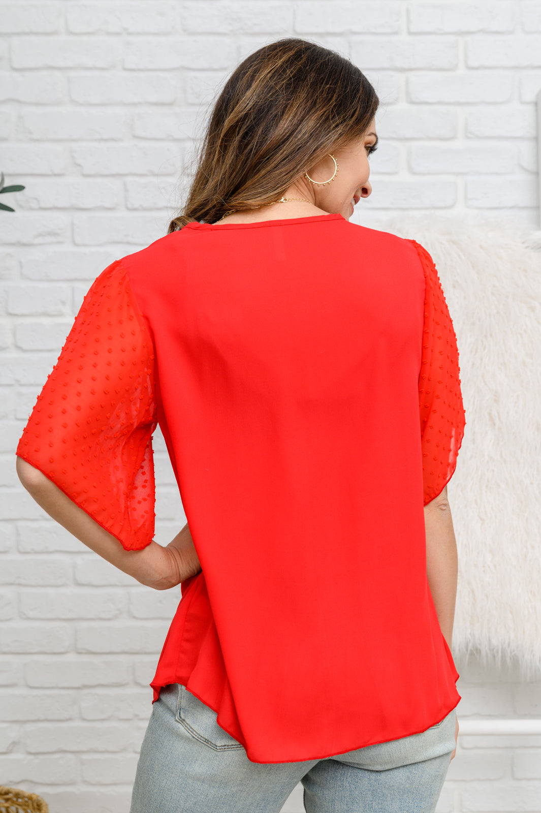 Best Of My Love Short Sleeve Blouse In Red