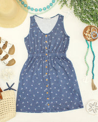 Beverly Button Dress in Nautical Navy