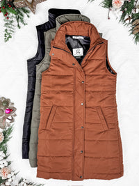 Harlow Long Vest in Cinnamon