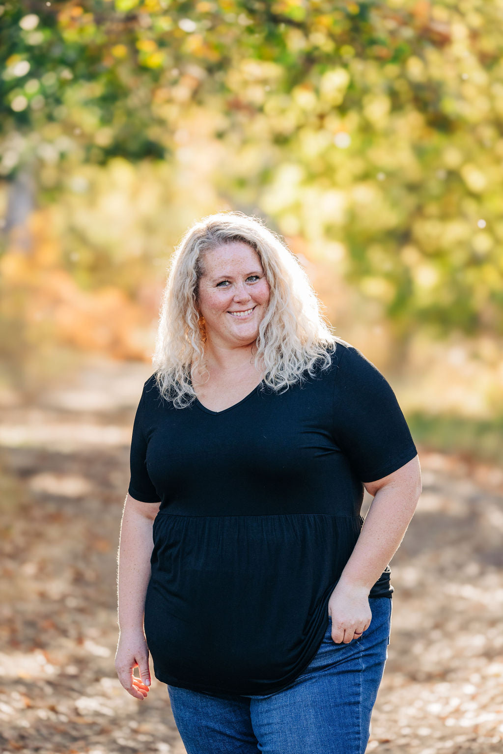 Sarah Ruffle Short Sleeve in Black