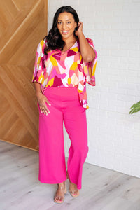 Magic Wide Leg Crop Pants in Hot Pink