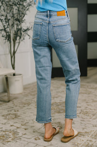 Judy Blue High Waist Ankle Straight Jean in Break Through Blue
