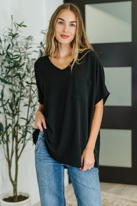 Coastal Ease V-Neck Top in Black