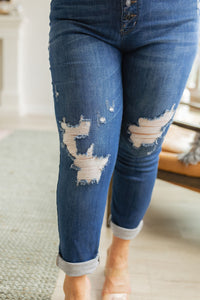 Judy Blue High Rise Button Fly Distressed Boyfriend Jeans