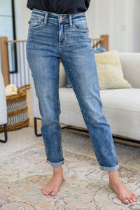 Judy Blue Hi Rise Bleach Splash Boyfriend Jeans