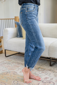 Judy Blue Hi Rise Bleach Splash Boyfriend Jeans