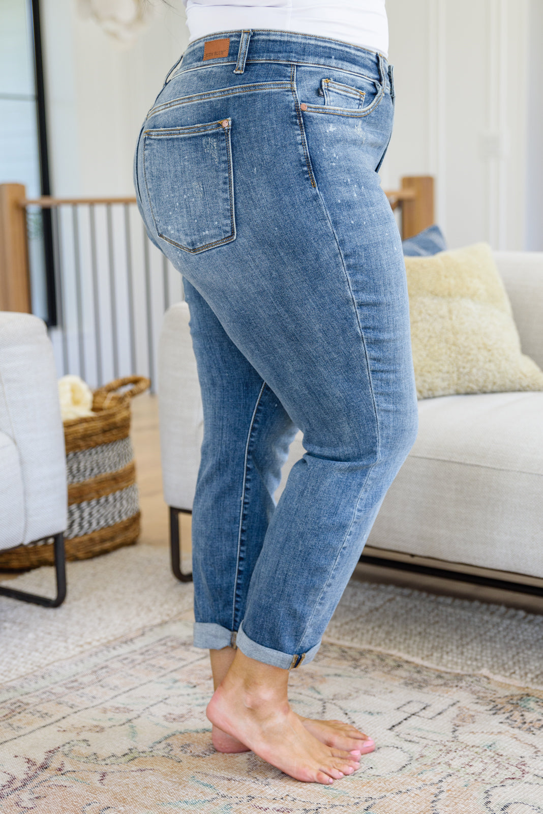 Judy Blue Hi Rise Bleach Splash Boyfriend Jeans