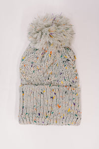 Cover Your Ears Pom Pom Beanie in Grey