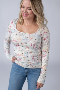 Alyssa Long Sleeve Top in Wildflower Gardens
