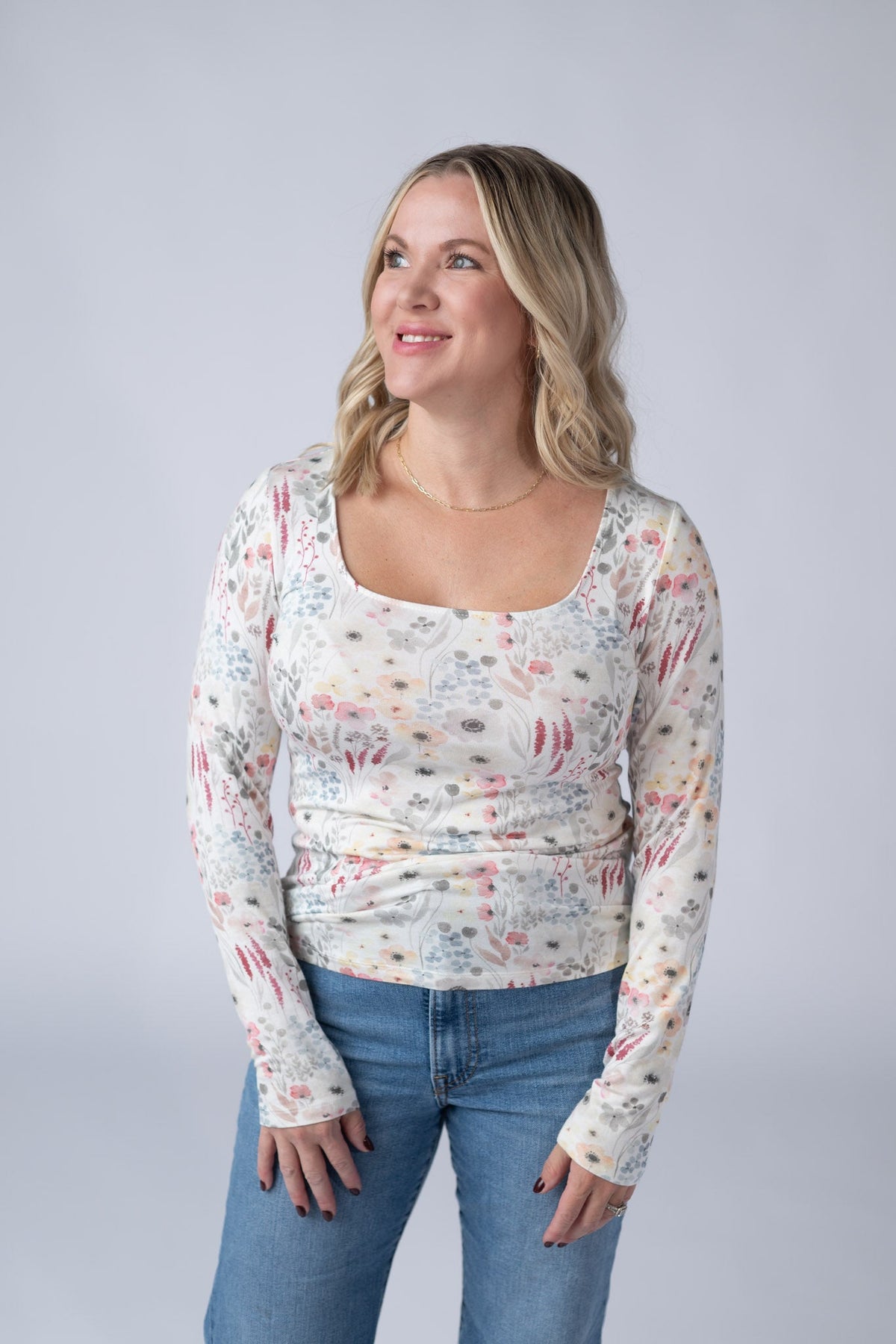 Alyssa Long Sleeve Top in Wildflower Gardens